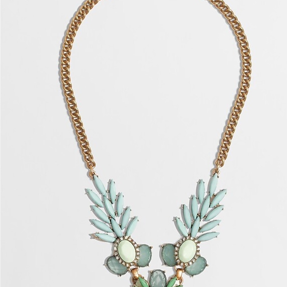 J CREW Elegant Gold and Mint Statement Necklace